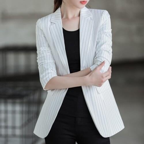 2020 New Fashion Business Interview Striped Suits Women Work Office Ladies Long Sleeve Casual Blazers