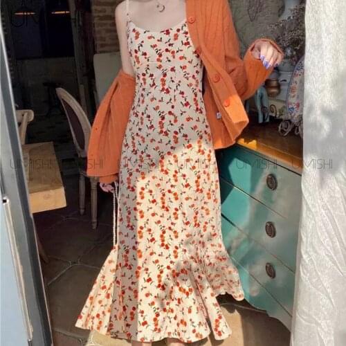 Make firm offers French fairy tail show thin broken beautiful condole belt dress son orange knitted cardigan coat