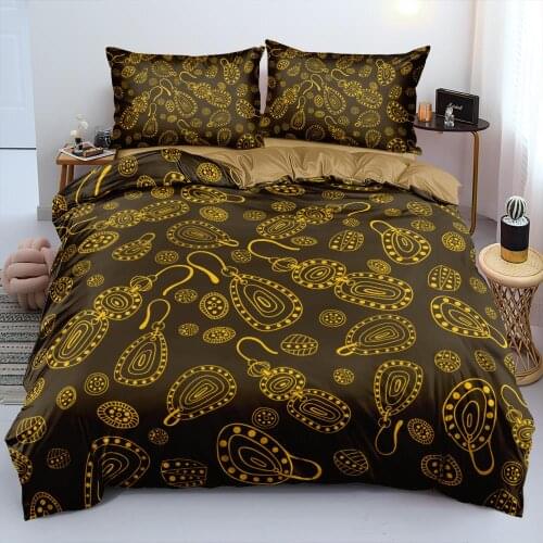Golden Bedding Sets Custom Design Duvet Cover Set Camel Comforter Cases Pillow Shams 3-Piece King Queen Full Size Bedding Sets