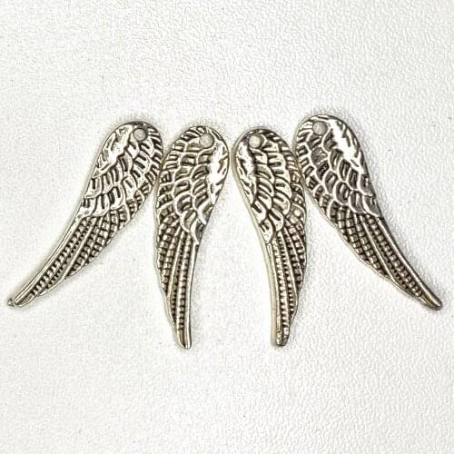 10PCS Antique Silver Angel Wing Metal Zinc Alloy Angel Feather Charms Fit Jewelry Pendant Diy Makings
