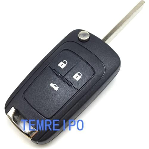10pcs/lot 3 buttons replacement folding key for chevrolet cruze folding remote key blank cover fobs