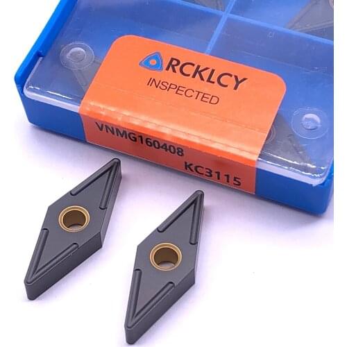 10pcs RCKLCY High quality VNMG160408 MG KC3115 Machining cast iron external metal cutting tools CNC machine ndexable tools