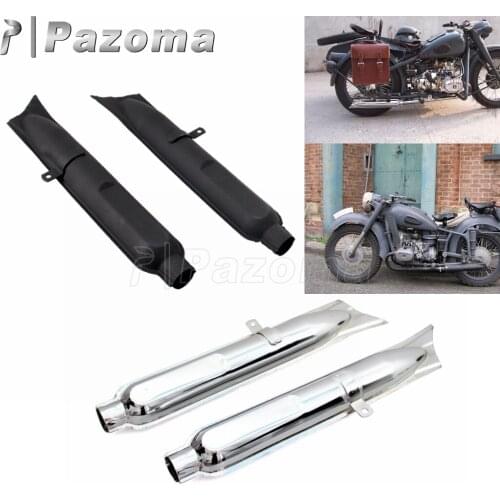 2pcs Motorcycle Retro Chrome Fishtail Exhaust Mufflers 750cc Rear Steel Exhaust Pipe Tube for BMW K750 M1 M72 R71 R12 Dnepr MT12