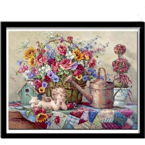 2021 Hot sale Diamond Embroidery Vase tool flowers Diy Diamond Painting Picture Home Decor Diamond Painting Wall Stickers
