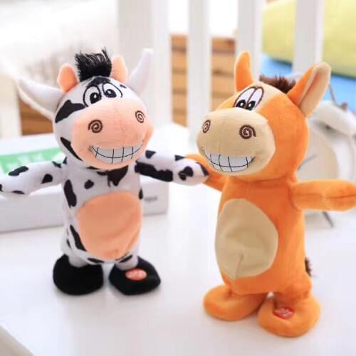3 Styles 23cm Cute Talking Donkey Walking Cow Dolls Electronic Toys for Kids Sounding Horse Electric Donkey Imitate Human Speech
