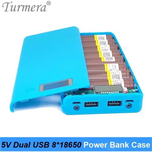 5V Dual USB 8*18650 Power Bank Battery Box Mobile Phone Charger DIY Shell Case Suggest NCR18650B HG2 18650 Battery storage case