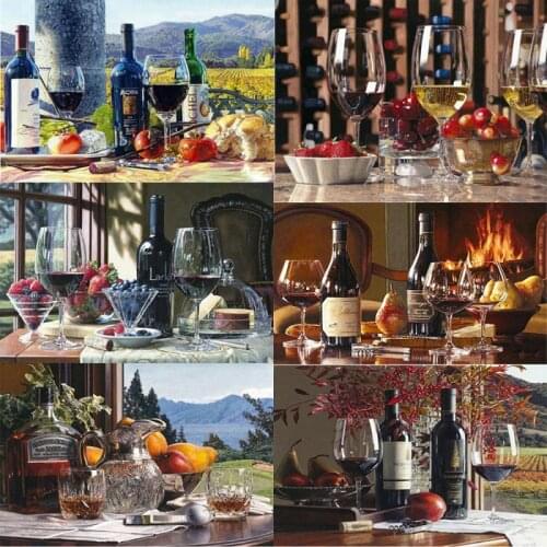 5D DIY Diamond Painting Fruit Full Round/Square Diamond Embroidery Wine Mosaic Rhinestone Hobby Factory Direct