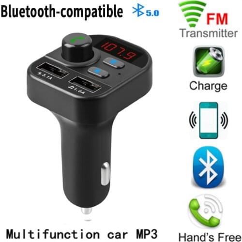 Car Bluetooth 5.0 Dual USB Fast Charger 3.1A FM Transmitter MP3 Player Car Kit TF Card FM Modulator Adapter Handsfree Calling