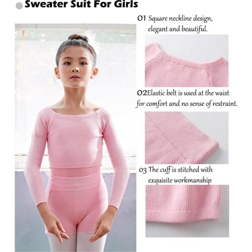Ballet Sweater Suit Girls Winter Clothes Long Sleeve Sweater Short Pants leg warmer 3 Pcs Clothing Suit Baby Outfits for Kids