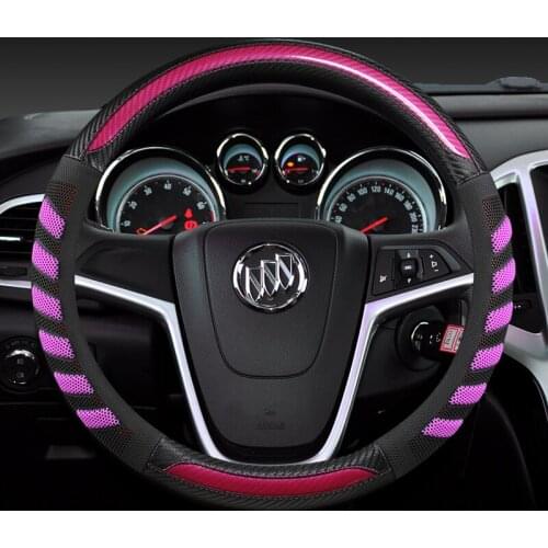 Car Carbon Fiber Leather Steering Wheel Covers Interior Accessories 38cm for Buick lacrosse Excellet Verano Regal Car Styling