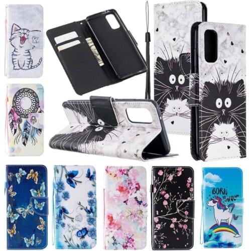 Animal Flower Printed Flip PU Leather Wallet Case Cover on sfor Samsung A10 A20 A30 A50S A20E A70 A80 M30 M20 A01 A31 A21S Coque