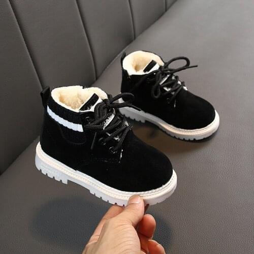 2021 Childrens Autumn/Winter Ankle Warm Boots kids Shoes baby Cotton Shoes Boy Martin Boots Girls Plus Velvet Snow Boots Botas