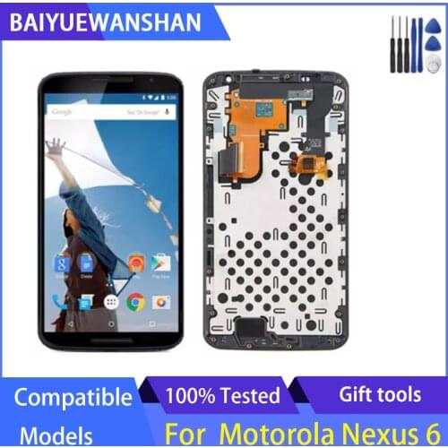 For Moto Google Nexus 6 LCD for Motorola XT1100 XT1103 Display LCD Screen Touch Digitizer Assembly With Frame