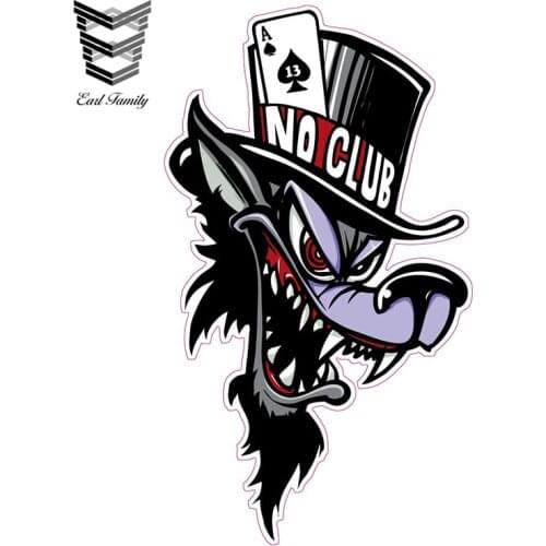 EARLFAMILY 13cm x 7.2cm Lone Wolf No Club Decal Car Styling Car Stickers Vinyl Graphic Decor Window Bumper DIY Car Body Decals