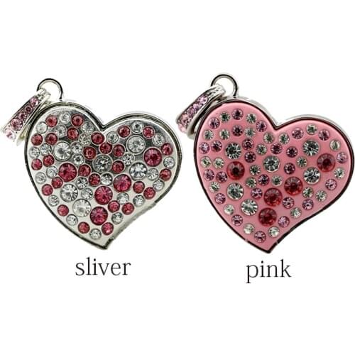 Heart USB Flash Drive Pen Drive Disk Gift Diamond Crystal Heart Necklace Pen Drive 4GB 8GB 16GB 32GB 64GB USB 2.0 Memory Stick