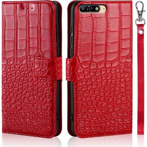 Flip Phone Case for Huawei Honor 7A 5.7inch / For Huawei Y6 2018 Cover Crocodile Texture Leather Book Design Luxury Wllet Coque