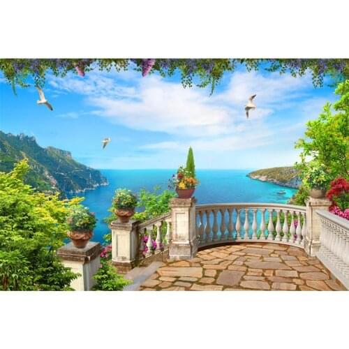 Sea Bay Landscape Palace Flower View Platform Photography Backgrounds Baby Portrait Photographic Backdrops For Home Photo Studio