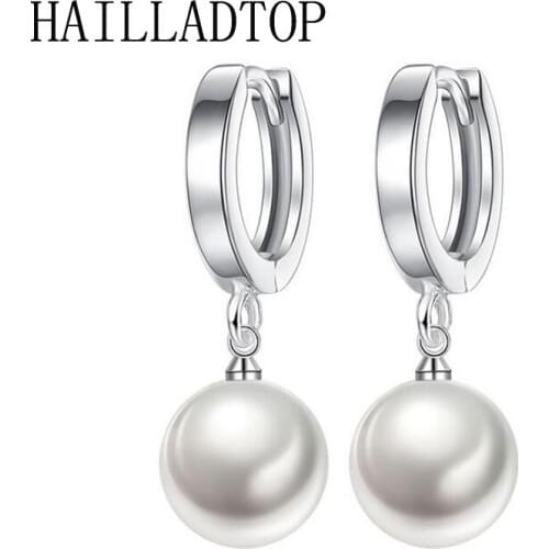 HAILLADTOP Christmas Gift For Women Girl Elegant Jewelry Long Dangle Earrings 4 Colors New Fashion Bijoux ABS Pearl CZ Crystal