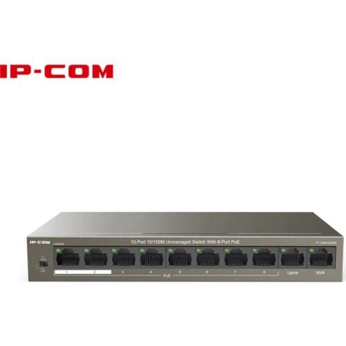 IP-COM F1110P-8-63W Ethernet Network Switch 9-Port,250M Long Distance Stable PoE Power Supply, Plug and Play, Uplink NVR Port