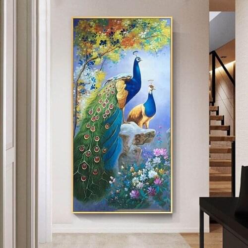 Full Square Round Drill Peacocks Flowers Diamond Painting 5D Rhinestone Mosaic Embroidery Cross Stitch Home Decor Handmade A598