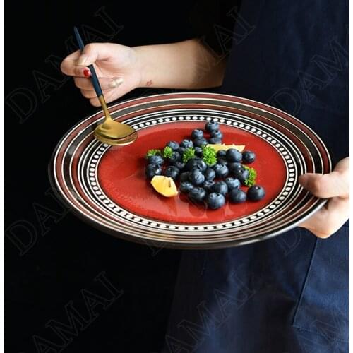 Overglaze Ceramic Plate Creativity Hand Painted Western Steak Dish American Restaurant Serving Tray Home Kitchen Tableware
