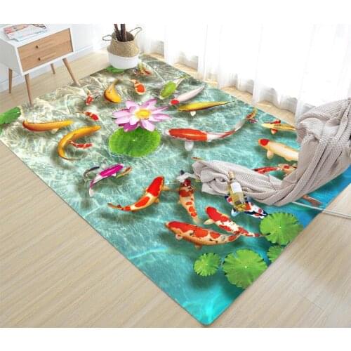 New 3D Koi Carp Living Room Coffee Table Decoration Non-slip Floor Mat Bedroom Tatami Childrens Room High-end Carpet tapis Rug