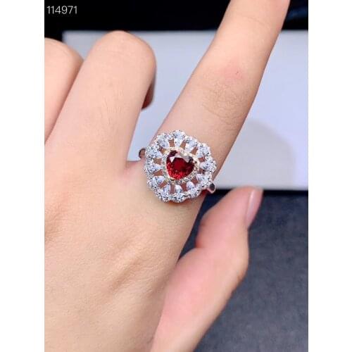 Love ruby ring natural garnet rings 925 pure silver lady beautiful and cheap