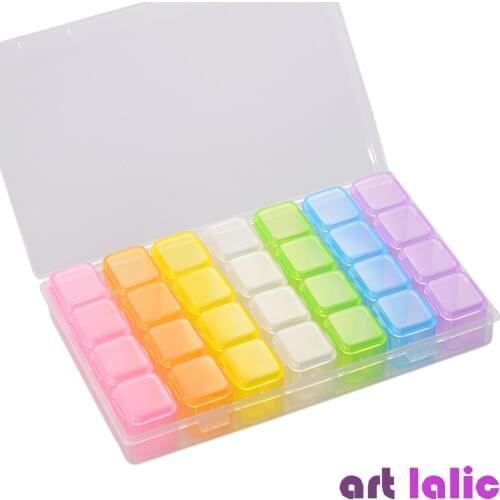 28 Slots Colorful Plastic Empty Storage Box Nail Art Rhinestone Tools Jewelry Beads Display Box Case Decorations Container