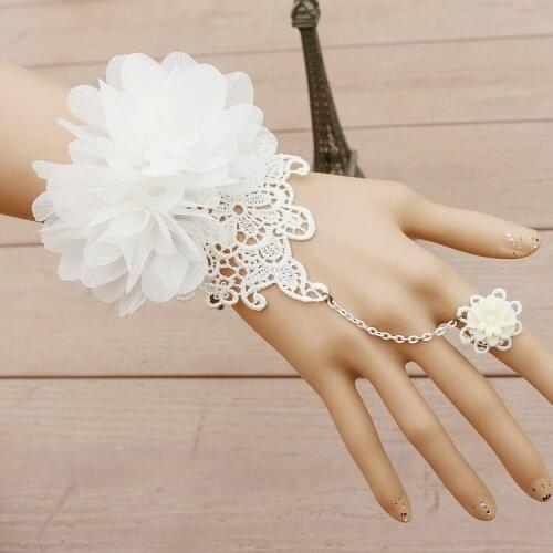 Lace flowers short Sexy Disco dance performance player costume party bridsmaid fingerless lady girl gloves