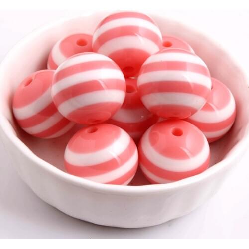 Kwoi vita Chunky Round 20MM Pink Color 100pcs Resin Strips Beads Jewelry