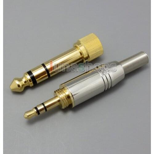 LN003573 6.5mm + 3.5mm Set Gold Cover male adapter Plug Audio Connector For DIY Solder Cable