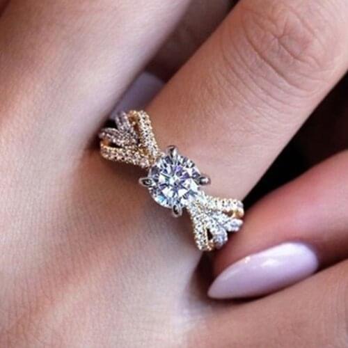 Milangirl Wedding Anniversary Bands Two-Tone Design AAA CZ Fashion New Year Party Rings for Women Suitable for Couples