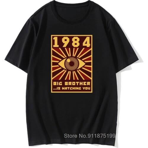 1984 Big Brother T-shirt Men Black Tops Graphic Tshirt Horus Eye Tops Tee Vintage Tees 80s T Shirts Funny Hipster Clothes