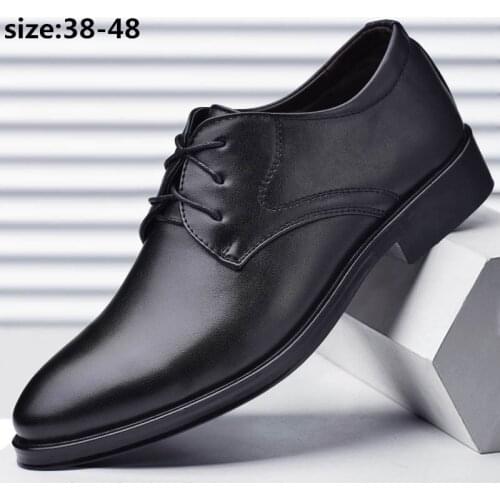 Business Shoes Classic Oxford Leather Dress Shoes for Men Lace Up Breathable Derby Office Shoes Wedding Footwear Big Size 38-48