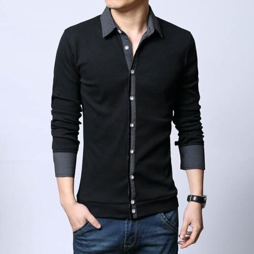 2016 mens new knitted T-shirt shirt thickened cardigan shirt in summer and autumn spring