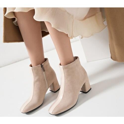 2020 NEW Women Boots Pointed Toe Yarn Elastic Ankle Boots Thick Heel High Heels Shoes Woman Female Socks Boots Spring winter 33