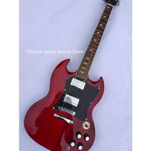 Nueva llegada SG Angus Young guitarra AC/DC Inlaids rojo cereza oscuro diapasón de palisandro China guitarras instrumento Musica