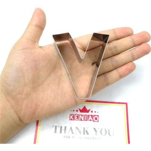 KENIAO Letter V of Alphabet Cookie Cutter for Birthday Party - 5.7 x 6.5 cm - Biscuit / Fondant / Pastry Cutter -Stainless Steel