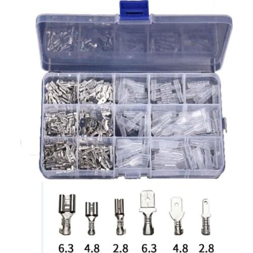 22.8/4.8/6.3mm Male/Female Spade Crimp Terminals Electrical Insulating Sleeve Wire Wrap Connector