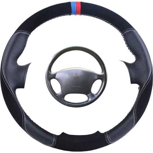 Custom Made Car Steering Wheel Cover Black For Toyota Land Cruiser Prado 120 Suede Leather Auto Steering Wheel Braid