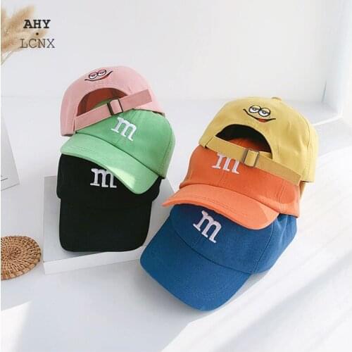 Autumn Winter warm Baseball cap childrens hat For lovely baby cotton breathable kids hats Girl Boy caps M Letter Embroidered