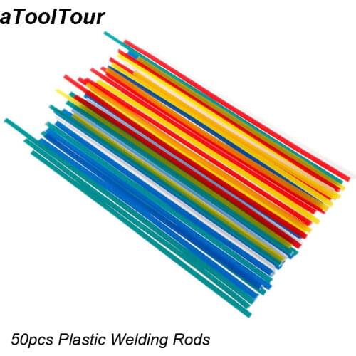 50Pcs Plastic Welding Rods PP PVC Plastic Electrodes for Car Bumper Repair Plastic Welder Sticks Kit Hand Tools for Hot Air Gun