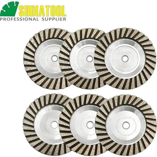 SHDIATOOL 1pc Dia 5"/125mm M14 or 5/8-11 Thread Aluminum Based Grinding Cup Wheel Grinding Disc Granite Marble Grinding Wheel