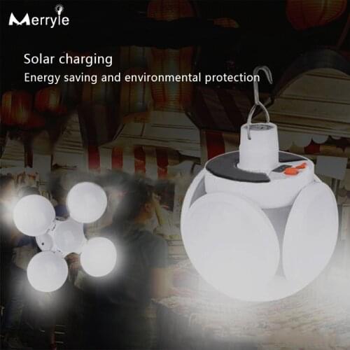 2pcs Outdoor Solar Lights LED Rechargeable Camping Tent Night Lamp E27 Plug Indoor Lighting Bulb for Home Bedroom Yard Garden