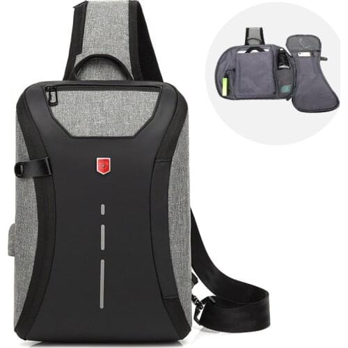 New USB Charging Crossbody Bags Men Water Repellent Shoulder Bag ipad Messenger Bag Fashion Casual Oxford Chest Bag Anti-thief