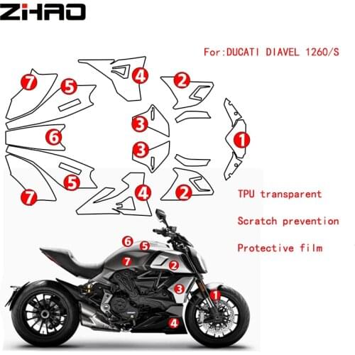 Motorcycle Tank Protector Sticker The whole car TPU transparent Protection Scratch Decal For DUCATI DIAVEL 1260 1260s