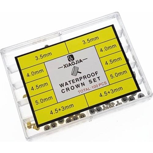 100PCS Watch Crown Spare Durable Metal Mixed Silver Golden Replacement Assortment For Watch Repair Tool Parts