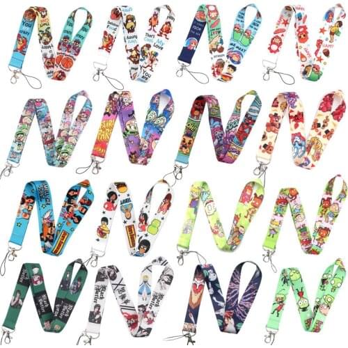 ZF1900 1pcs Cartoon Series Naughty Boy Goldfish Girl Alien Key Chain Lanyard Neck Strap For USB Badge Holder