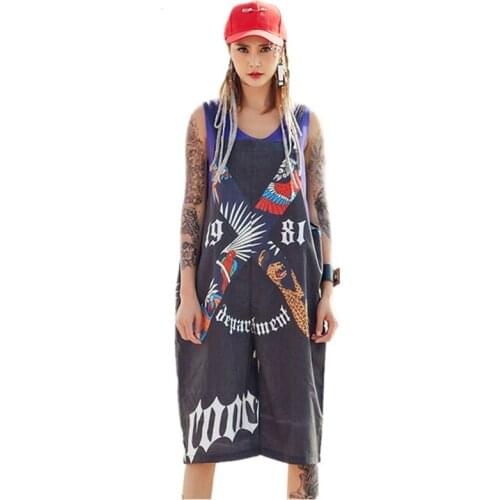 Lady Summer Black Playsuits Fashion Casual Sleeveless Camisole Jumpsuits Female Street Style Letter Print Plus Size Rompers Z218