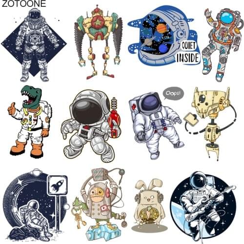 ZOTOONE Astronaut Robot Patch Iron on Transfers for Clothing T-shirt Bear Stickers Diy Heat Transfers Appliques E